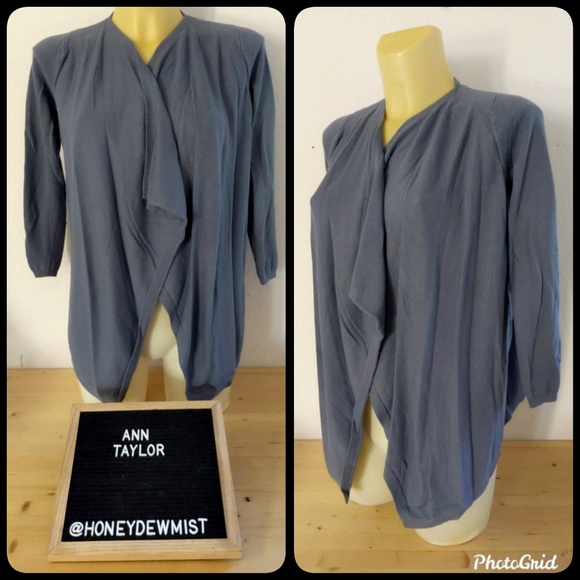 Ann Taylor Sweaters - ANN TAYLOR Dusty Blue Open Front Sweater Cardigan
